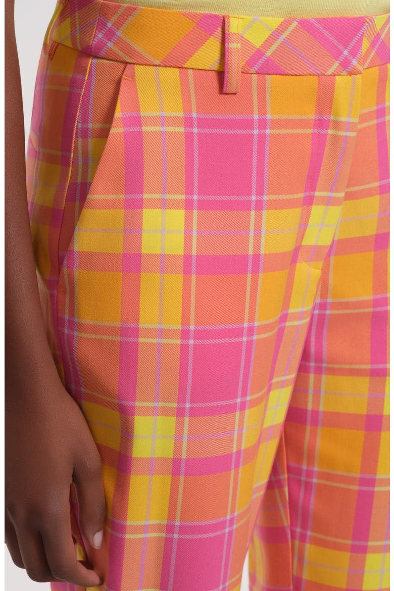 Plaid Slim Fit Ankle Pants, Alternate, color, PINK MULTI