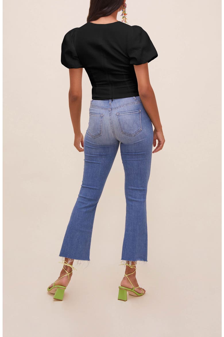Tanya Puff Sleeve Crop Top, Alternate, color, BLACK