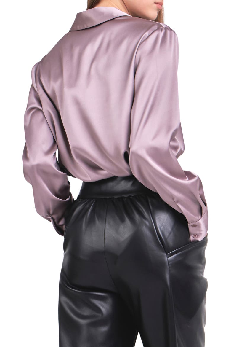Satin Button-Up Blouse, Alternate, color, TAUPE