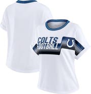 WEAR by Erin Andrews Women's WEAR by Erin Andrews White Indianapolis Colts Cropped Center Stripe Dolman T-Shirt