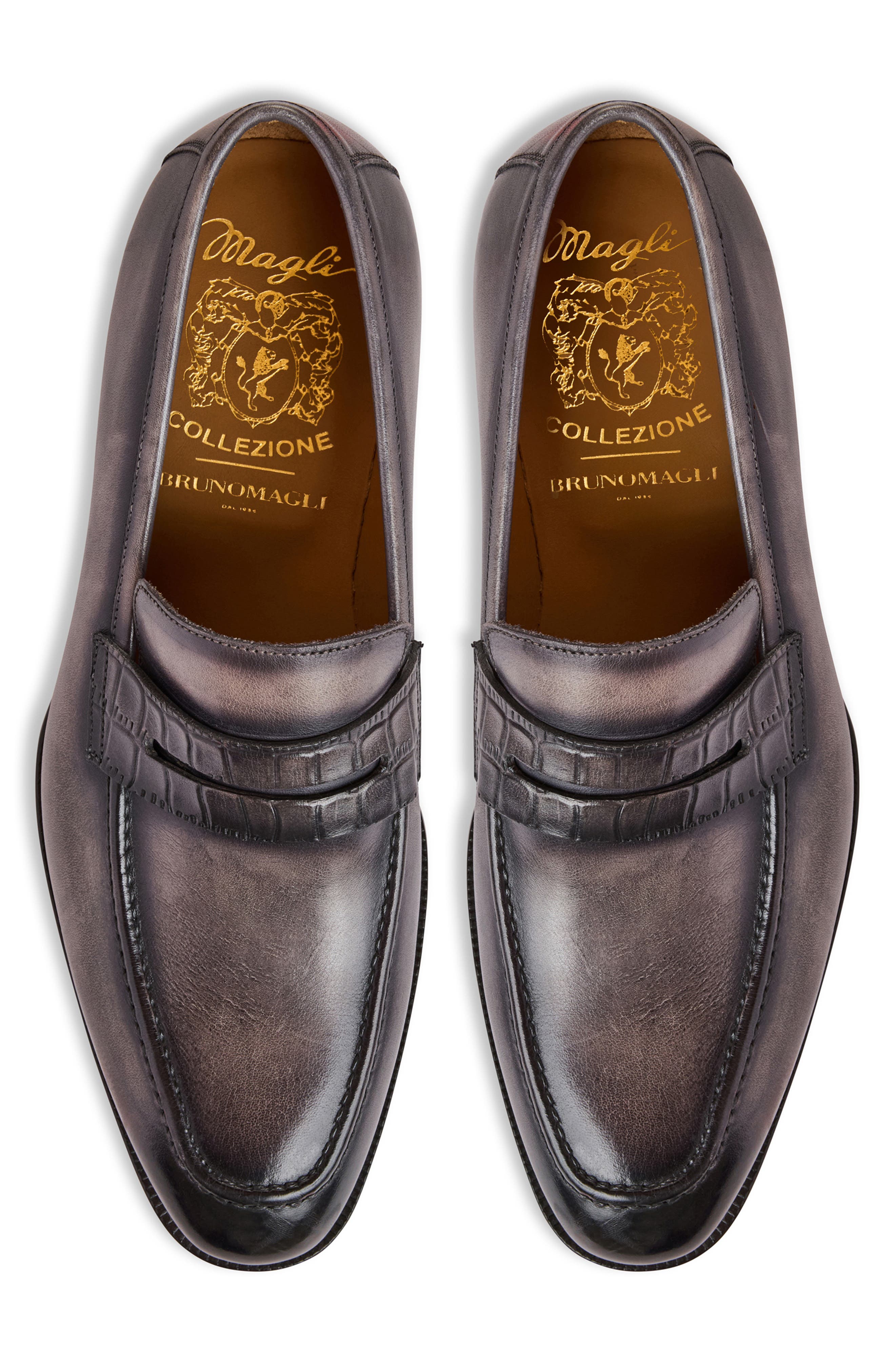 Bruno Magli Emilio Penny Loafer, Alternate, color, Grey/ Croc