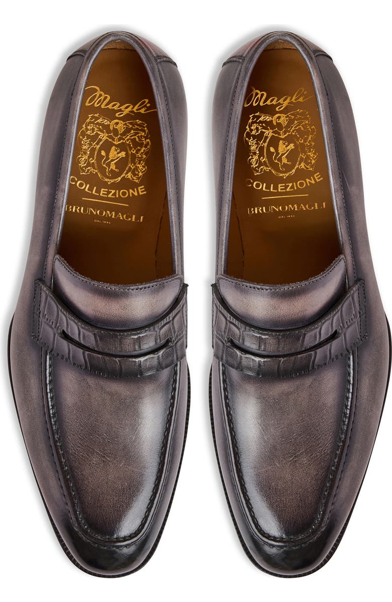 Bruno Magli Emilio Penny Loafer, Alternate, color, Grey/ Croc