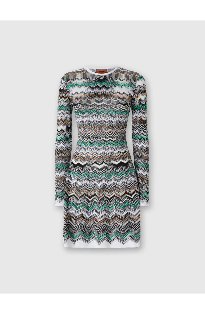 Missoni Mini Dress In English Rib Knit With Flame Pattern, Main, color, Multicoloured