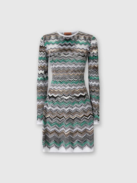 Mini Dress In English Rib Knit With Flame Pattern
