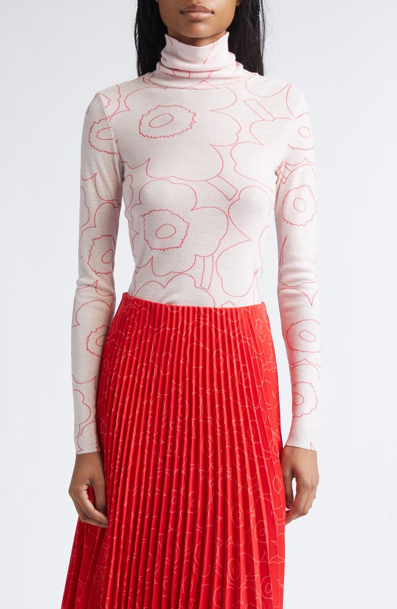 Marimekko Vilina Piirto Mock Wool Neck Top, Main, color, Light Pink Red