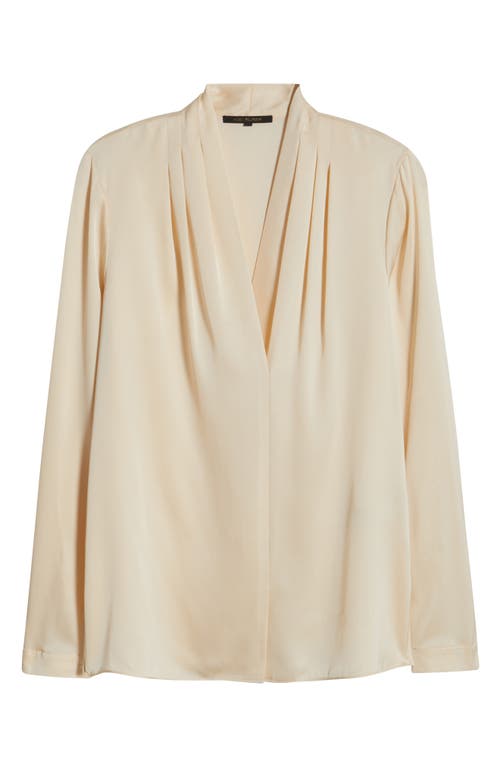 Kobi Halperin Nellie Pleated V-neck Long-sleeve Blouse In Ecru