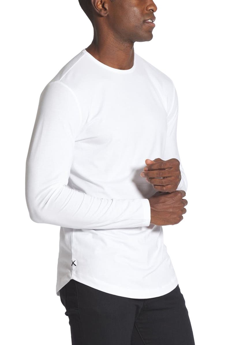 Cuts AO Curved Hem Long Sleeve T-Shirt, Alternate, color, White