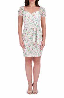 Kensie Print Tie Waist Body-Con Dress