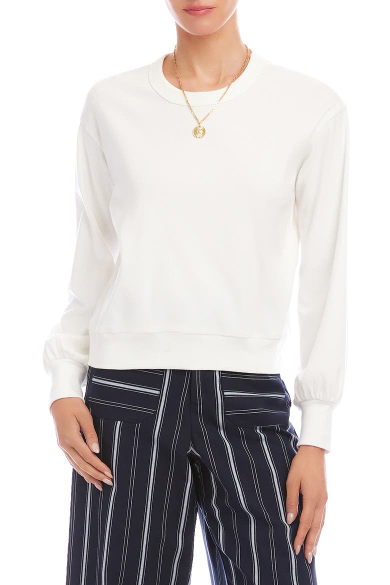 Long Sleeve French Terry Top, Main, color, WHITE