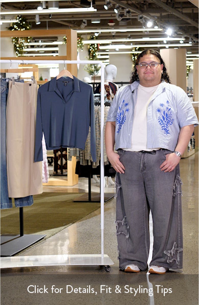 Boxy Henley Jersey Top, sales video thumbnail