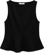 MANGO Seam Detail Sleeveless Peplum Top