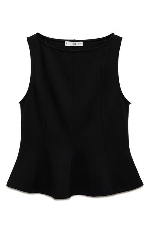 Mango Seam Detail Sleeveless Peplum Top In Black