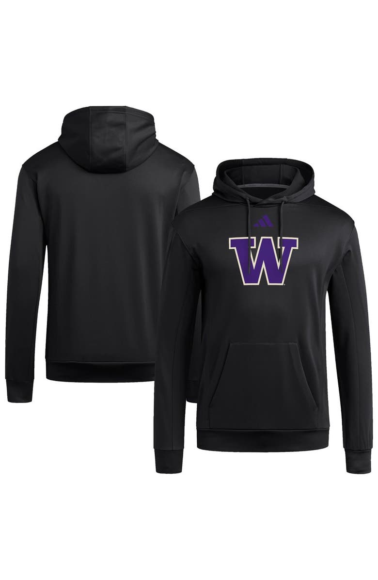 adidas Men's adidas  Black Washington Huskies Locker Logo Fleece Pullover Hoodie, Main, color, 