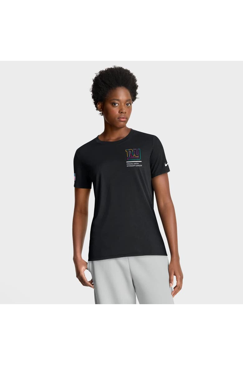 Women's Nike Black New York Giants 2025 NFL Crucial Catch Tri-Blend Dri-FIT T-Shirt, Main, color, Black