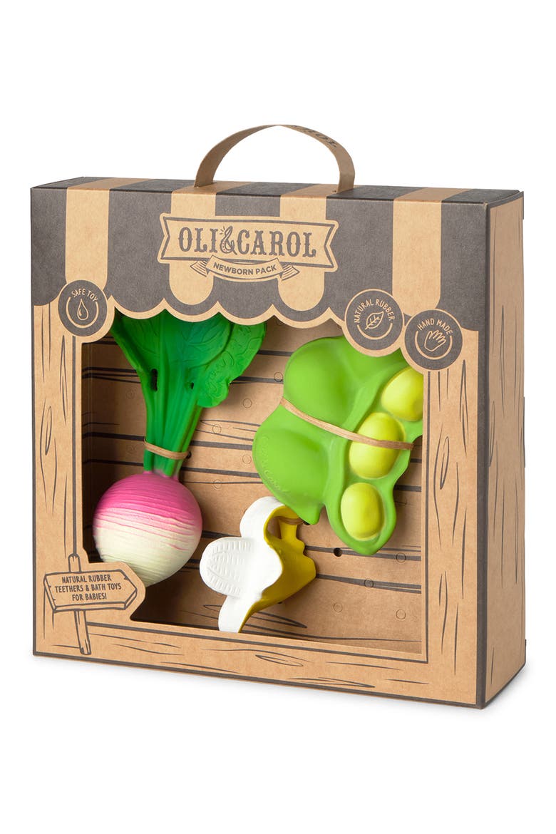 Veggie 3-Piece Newborn Teether Set, Main, color, NO COLOR