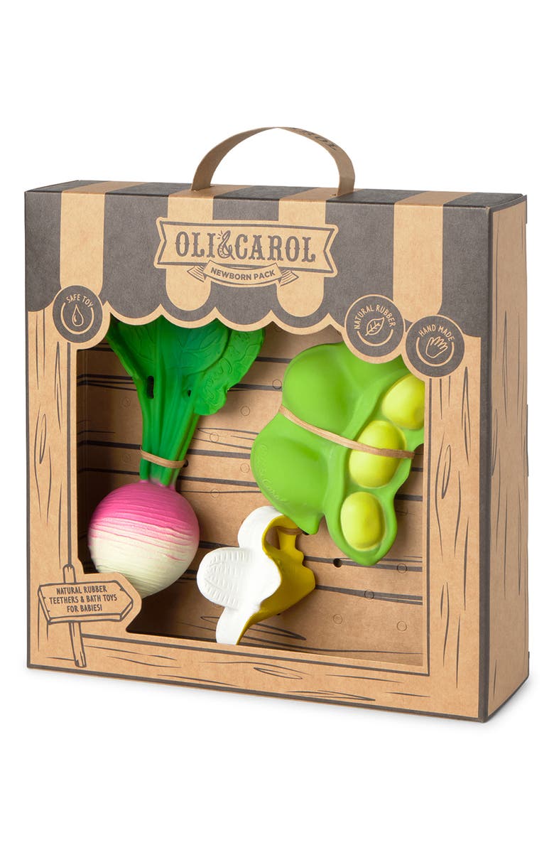 Oli&Carol Veggie 3-Piece Newborn Teether Set, Main, color,