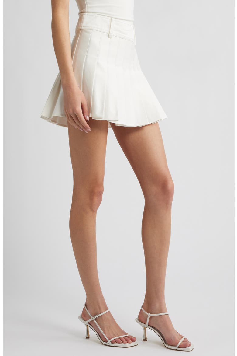 Sabine Pleated Cotton Twill Miniskirt, Alternate, color, SUMMER WHITE