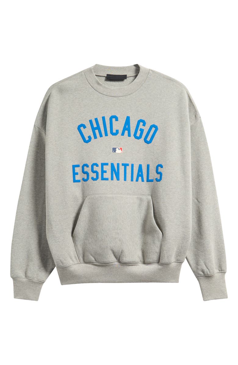 Fear of God Essentials MLB Cubs Sport Fit Cotton Graphic Crewneck Sweatshirt, Alternate, color, Warm Heather