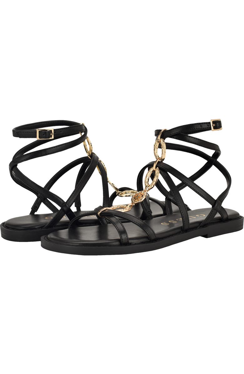 GUESS Grunge Strappy Sandal, Alternate, color, Black 001
