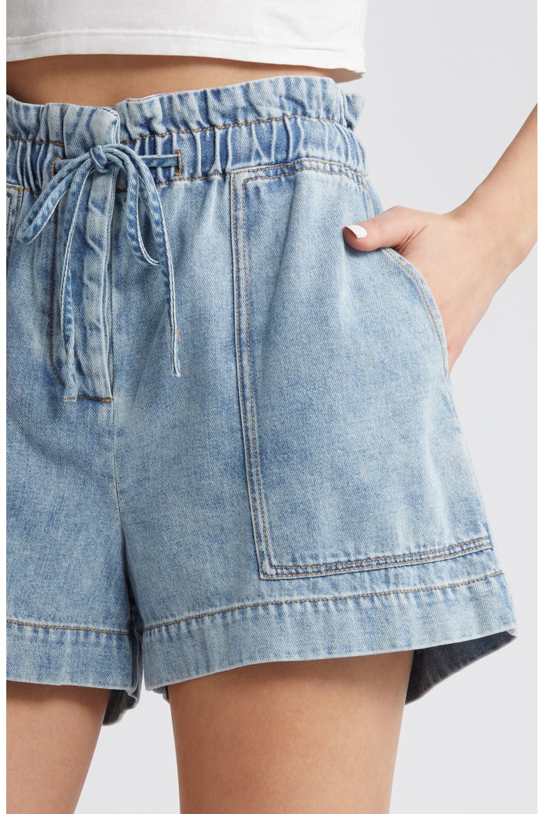 Foster Paperbag Denim Shorts, Alternate, color, FADED INDIGO