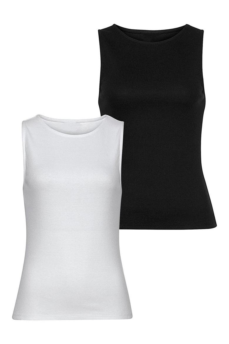 2 Pk Basic Tank Tops, Alternate, color, Black & White
