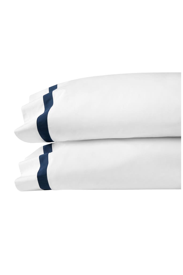 Estate Set of 2 Pillowcases, Main, color, WHITE/ NAVY