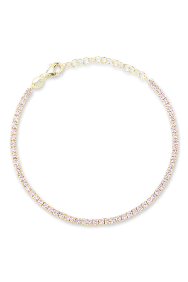 14k Gold Plated Stone Tennis Bracelet, Main, color, GOLD