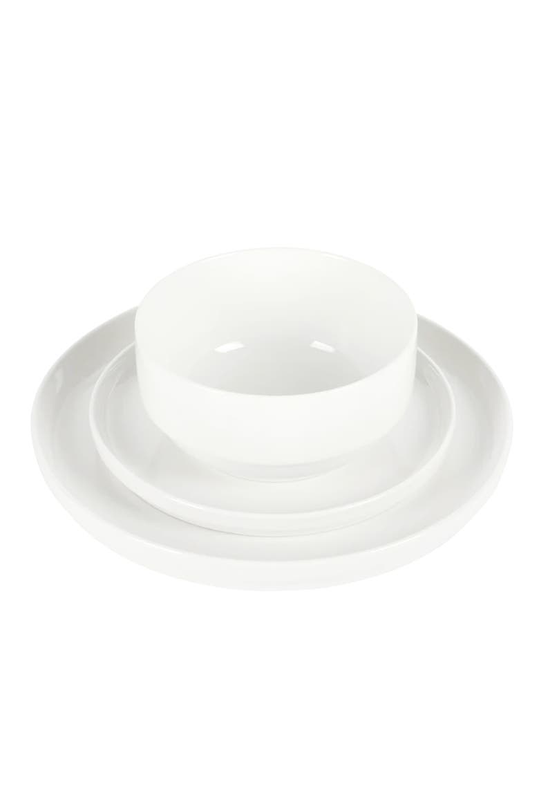 Snowscape 12 Piece fine Ceramic Stackable Dinnerware Set, Alternate, color, White