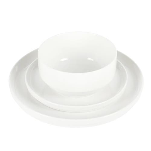 Gibson Home Snowscape 12 Piece Fine Ceramic Stackable Dinnerware Set In White