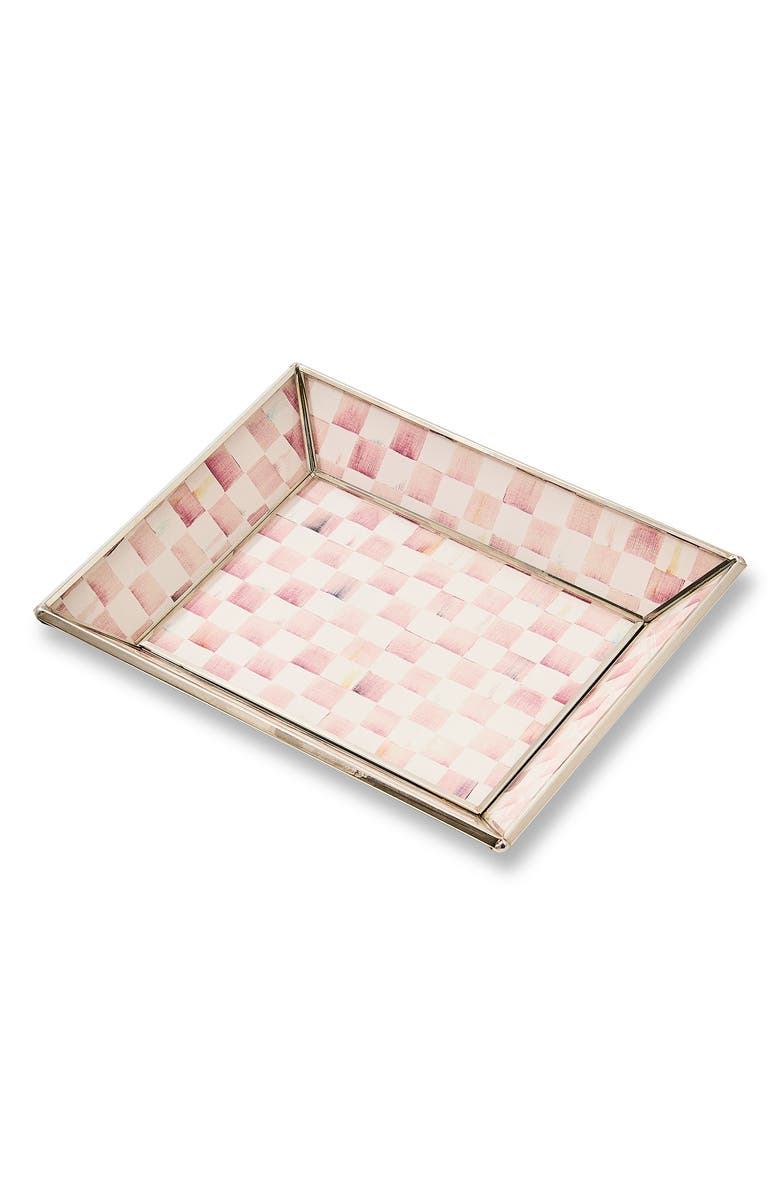 MACKENZIE CHILDS Rosy Check Small Glass Tray, Main, color, Rosy