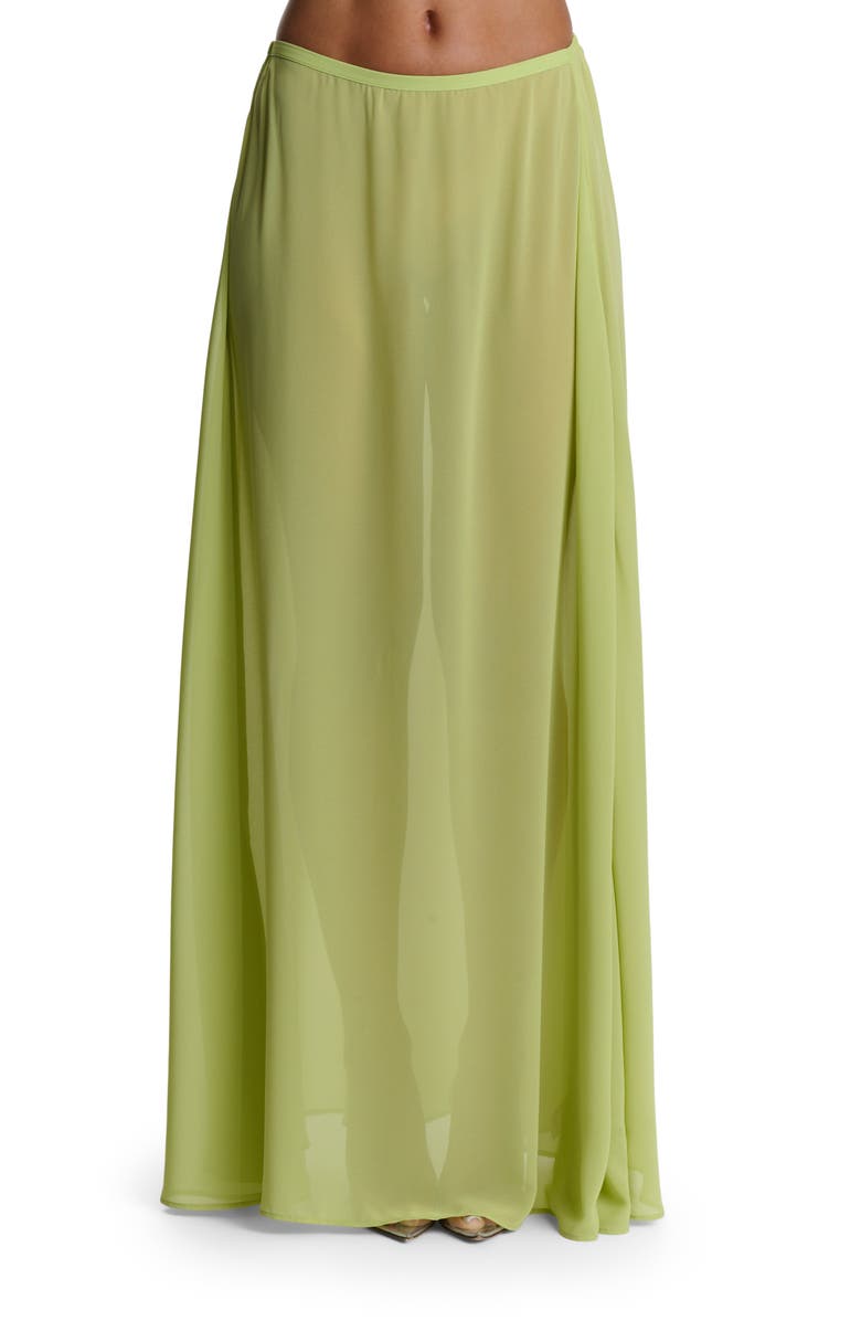 Naked Wardrobe Chiffon A-Line Maxi Skirt, Main, color, Chartreuse