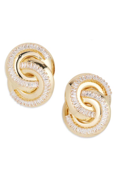 Crystal Interlocking Circle Stud Earrings