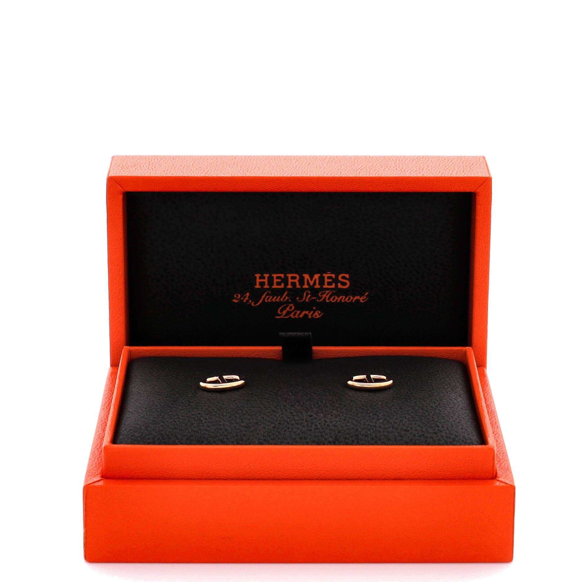 Pre-Owned Hermes Farandole Stud Earrings 18K Rose Gold Very Small, Alternate, color, Rose Gold