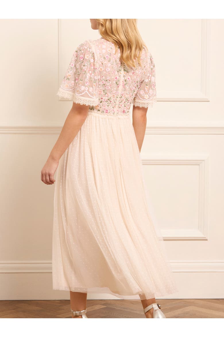 Rosie Lace Bodice V-Neck Ballerina Dress, Alternate, color, Cream/Multi