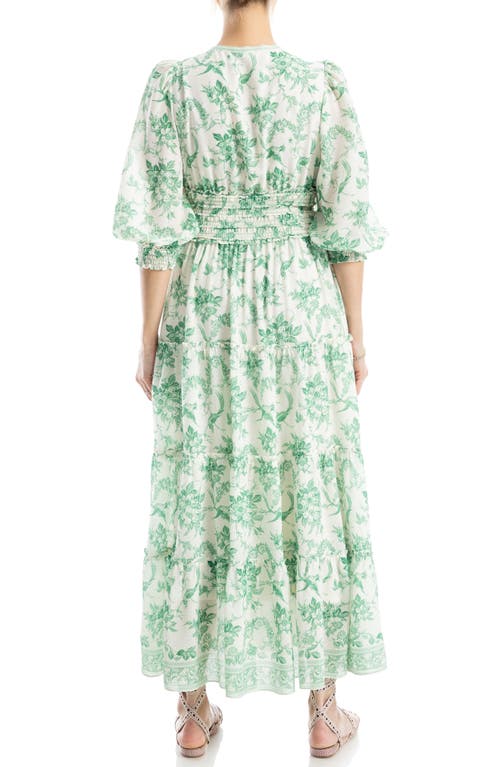 MAX STUDIO MAX STUDIO FLORAL BALLOON SLEEVE TIERED MAXI DRESS