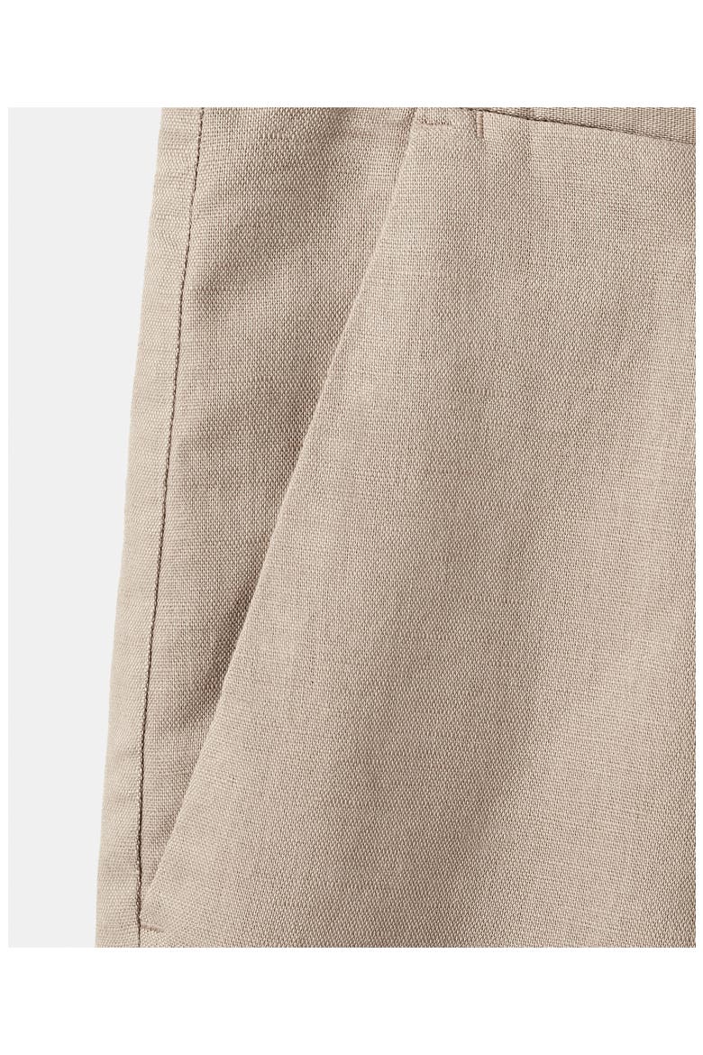 Linen & Cotton Bermuda Shorts, Alternate, color, BEIGE