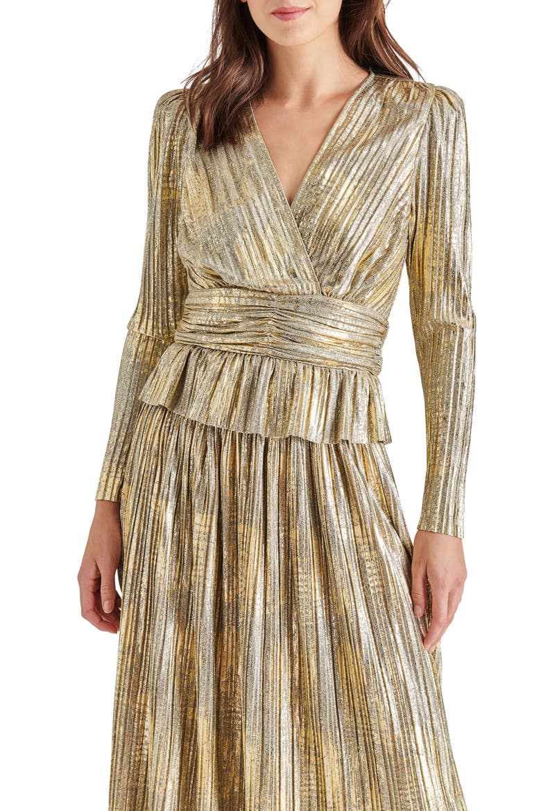 Azura Metallic Peplum Top, Main, color, GOLD