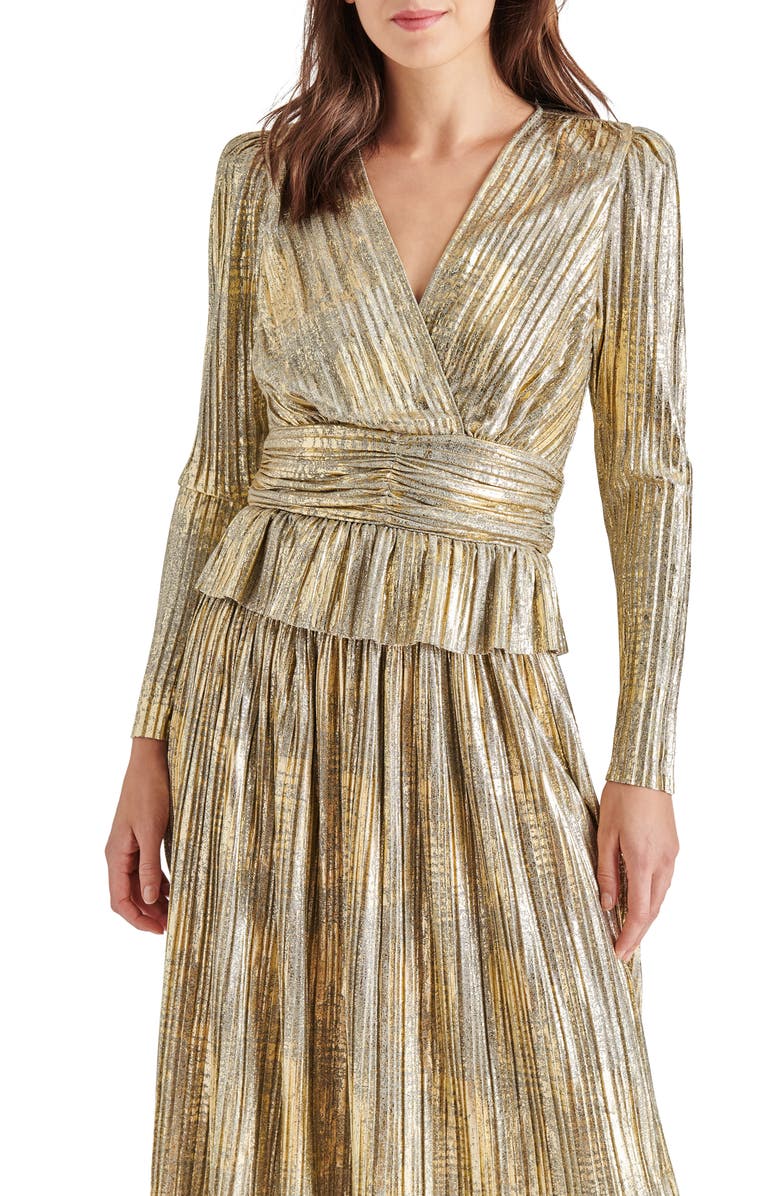 Steve Madden Azura Metallic Peplum Top, Main, color,