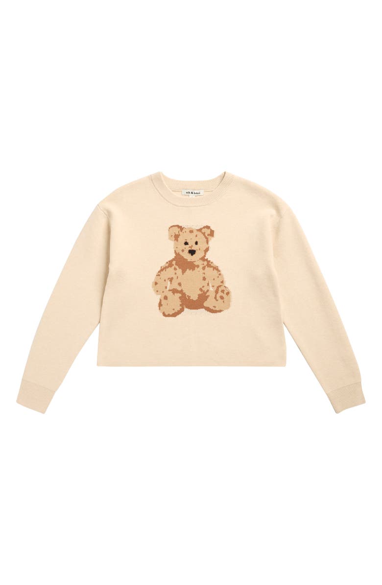NIK & LEKSI Kids' Teddy Bear Crewneck Sweater, Main, color, Tan