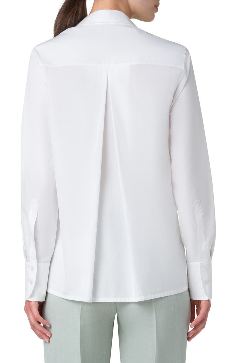 Akris Foldover Collar V-Neck Poplin Top, Alternate, color,