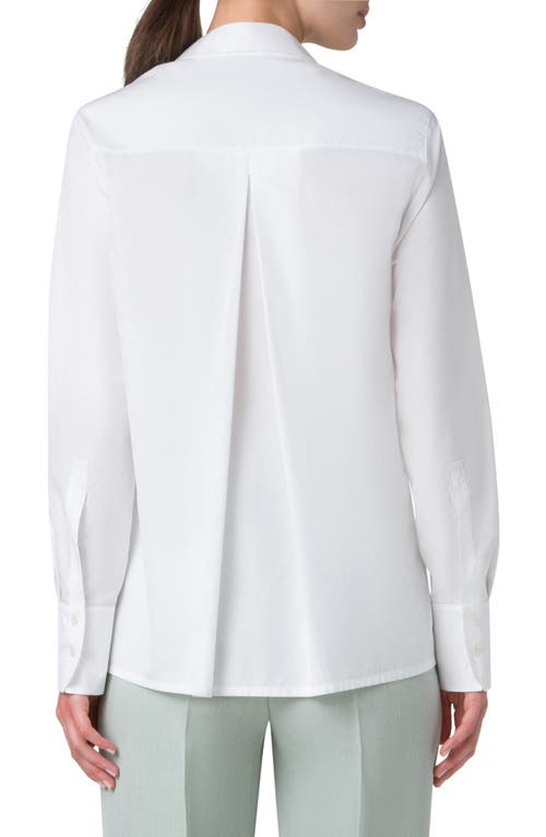 Shop Akris Foldover Collar V-neck Poplin Top In Ecru