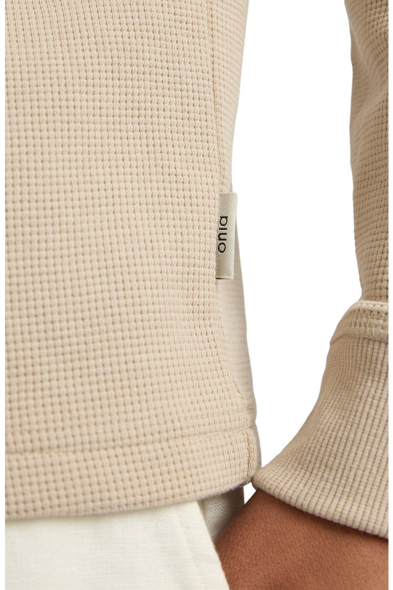 Heavyweight Cotton Waffle Henley Sweatshirt, Alternate, color, SAND