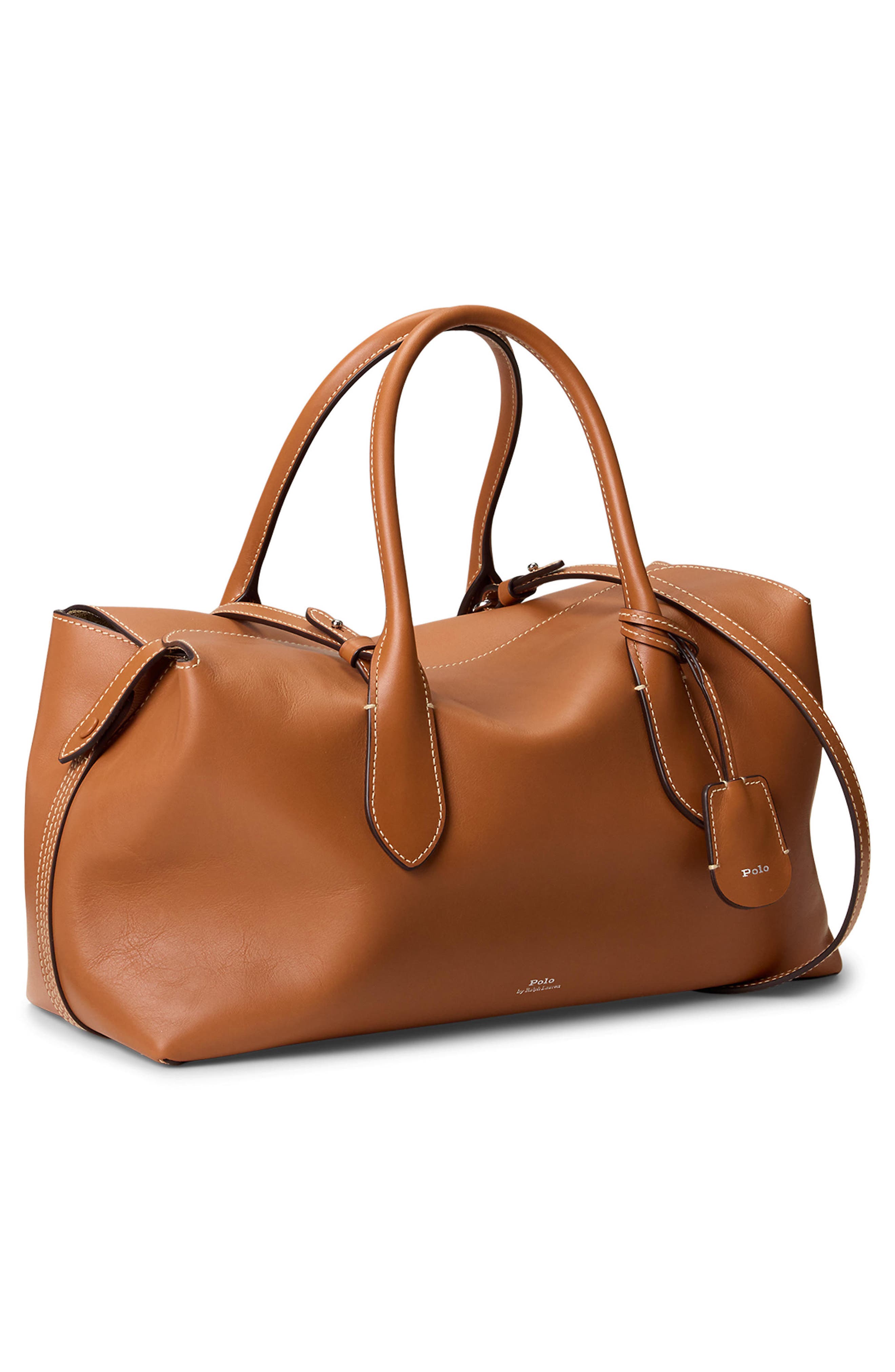 Polo Ralph Lauren Bellport Leather Satchel, Alternate, color, Cognac
