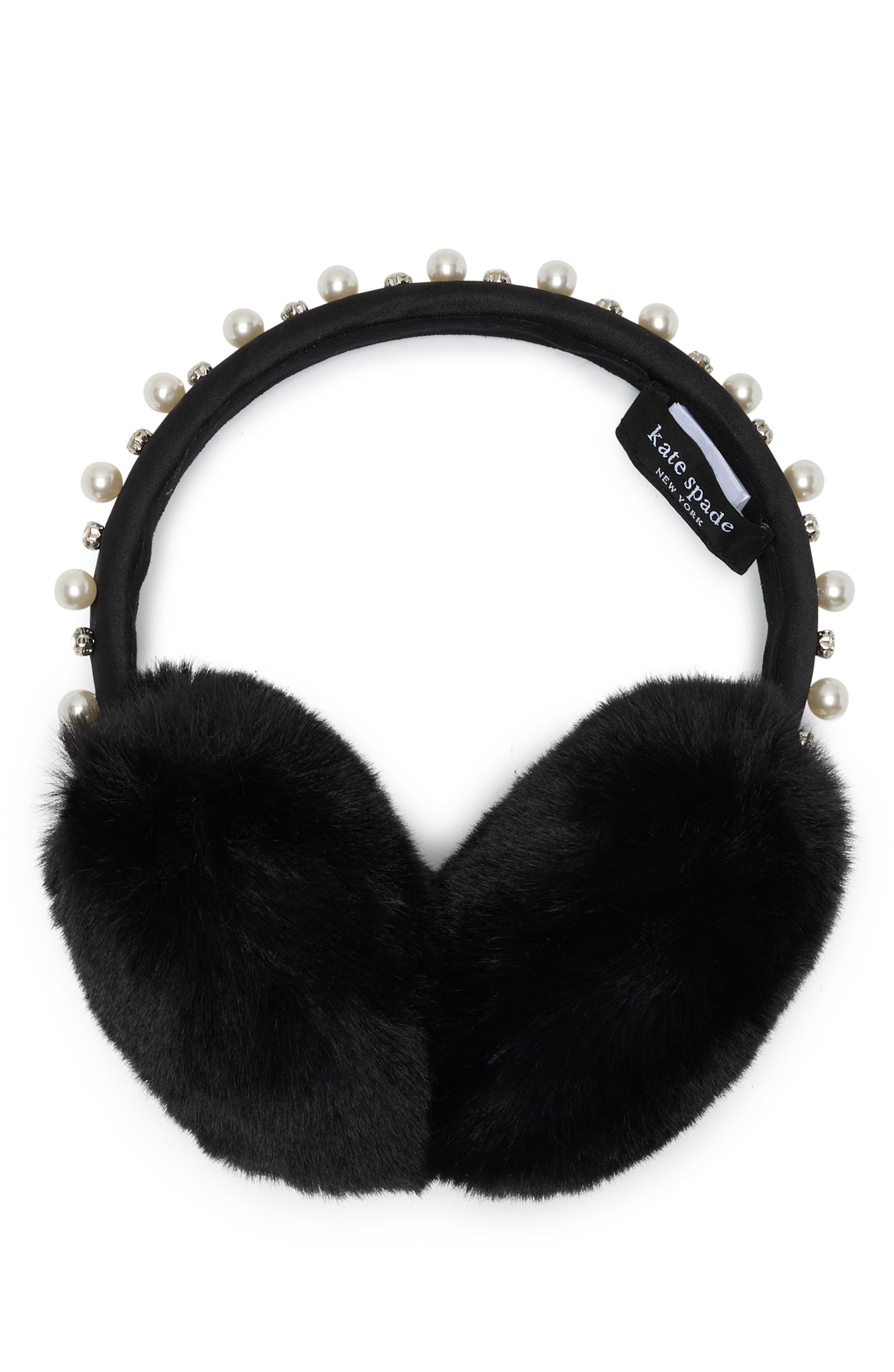 Faux Pearl Embellished Faux Fur Earmuffs