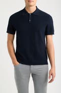 Nordstrom Short Sleeve Ribbed Cotton & Cashmere Polo Sweater