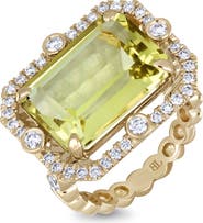 Bony Levy 18K Gold Iris Lemon Quartz & Diamond Statement Ring