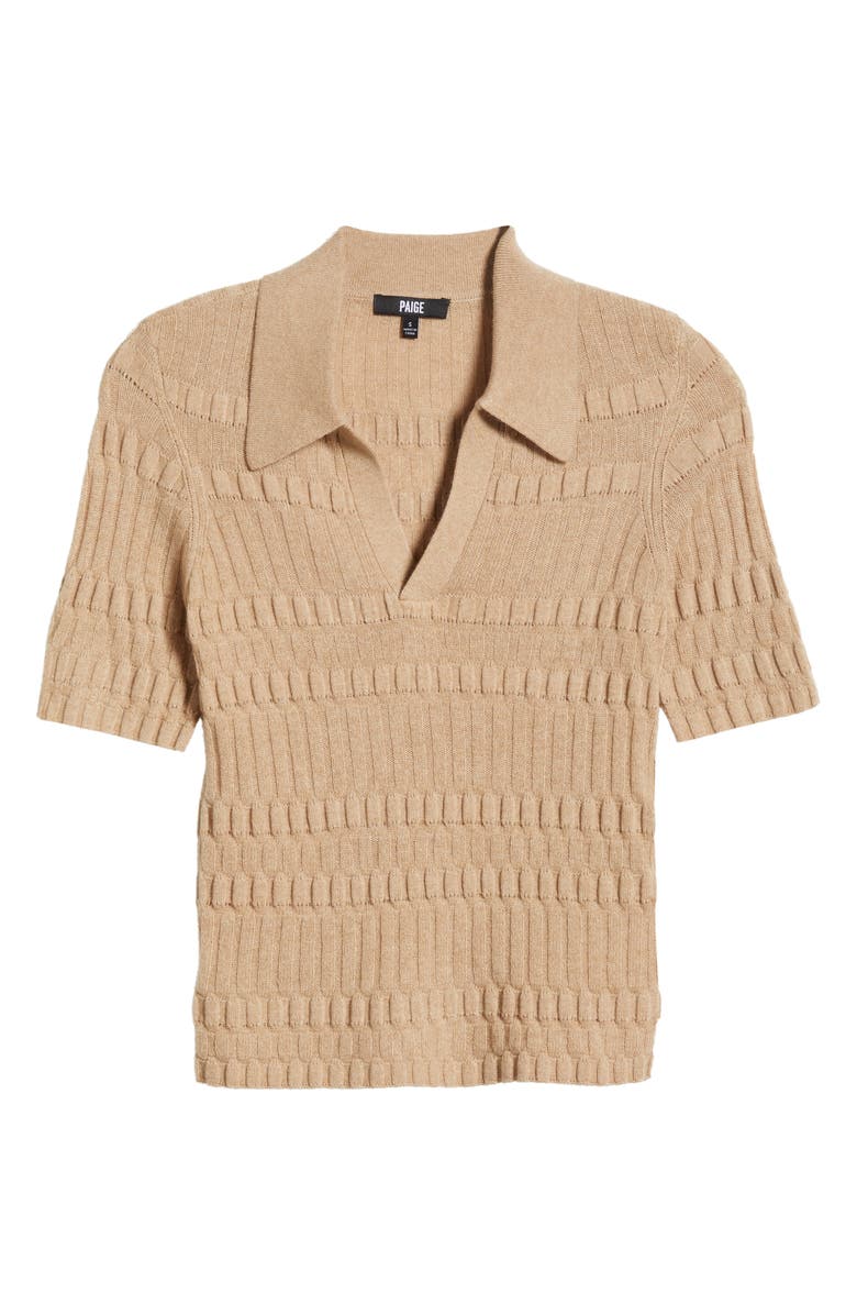 PAIGE Dune Short Sleeve Cashmere & Merino Wool Blend Sweater, Alternate, color, Camel