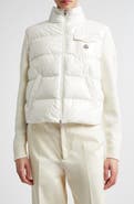 Moncler Mixed Media Quilted Down Puffer Cardigan