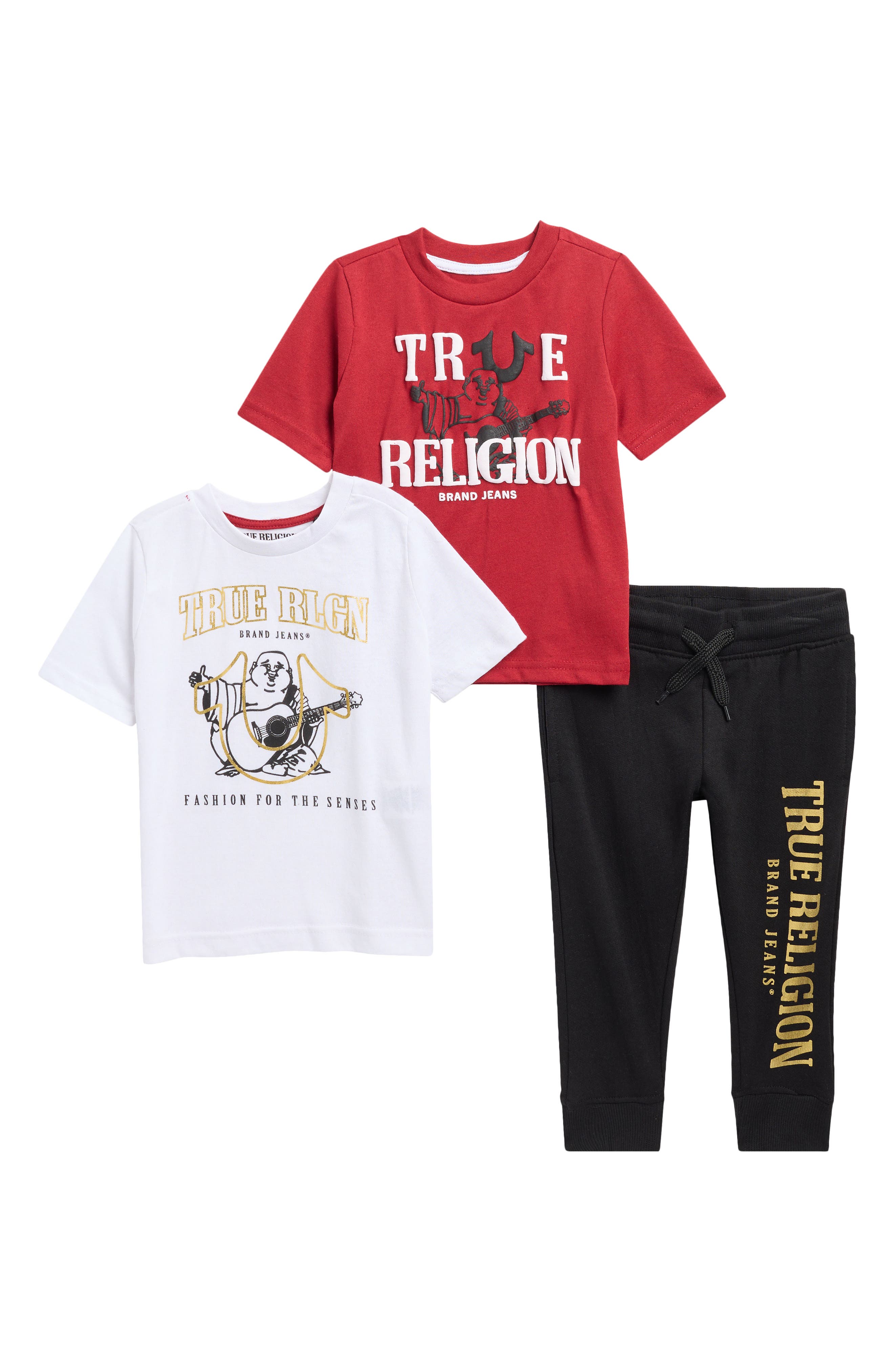 True Religion 3-Piece Graphic T-Shirt & Joggers Set