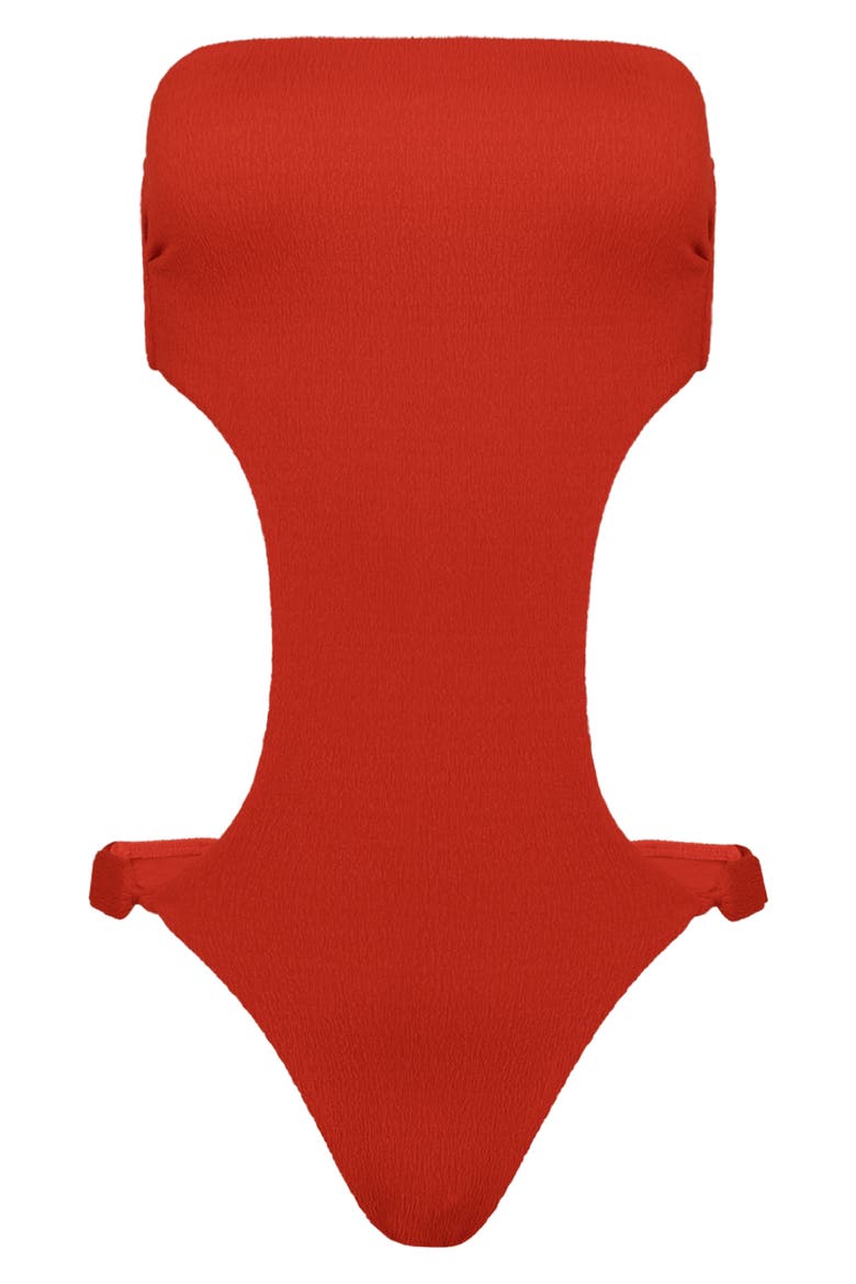 Alix Bandeau Cutout One-Piece Swimsuit, Alternate, color, RED